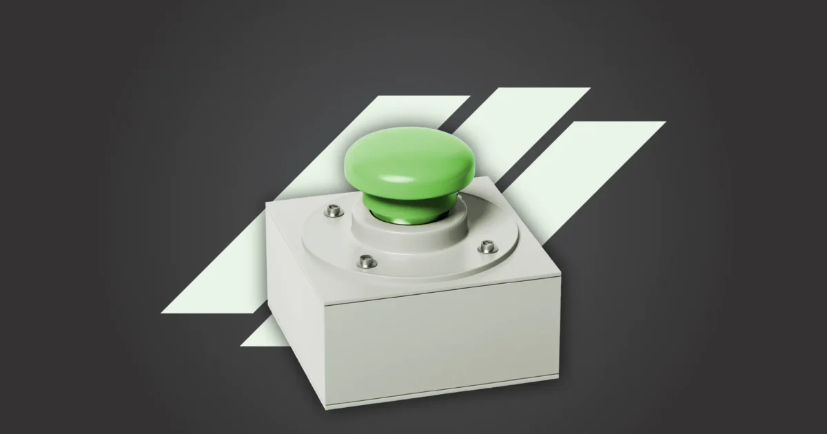 A green button, which hints that a card's redemption ease should be as easy as the press of a button.